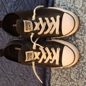 Black Converse All Star mesh slip on sneakers. Size 4 kids, 7-7.5 womens